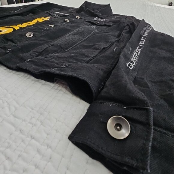 Hudson Outerwear Stretch Denim Jacket Men's Medium Black Long Sleeve Logos EUC - Picture 4 of 16